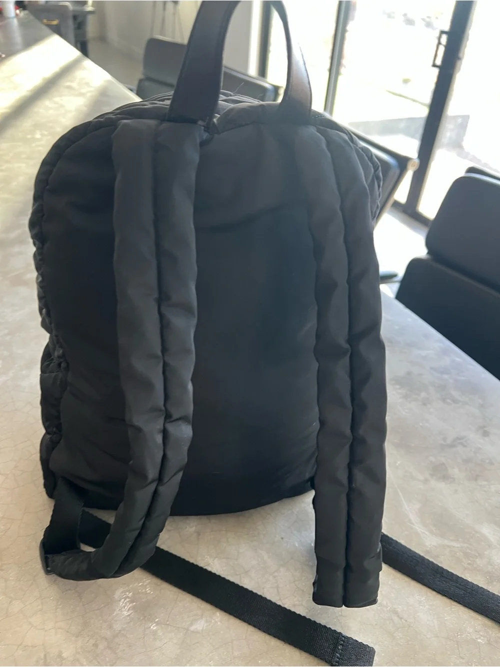 Marc Jacobs Black Quilted Nylon Backpack with Gold Hardware